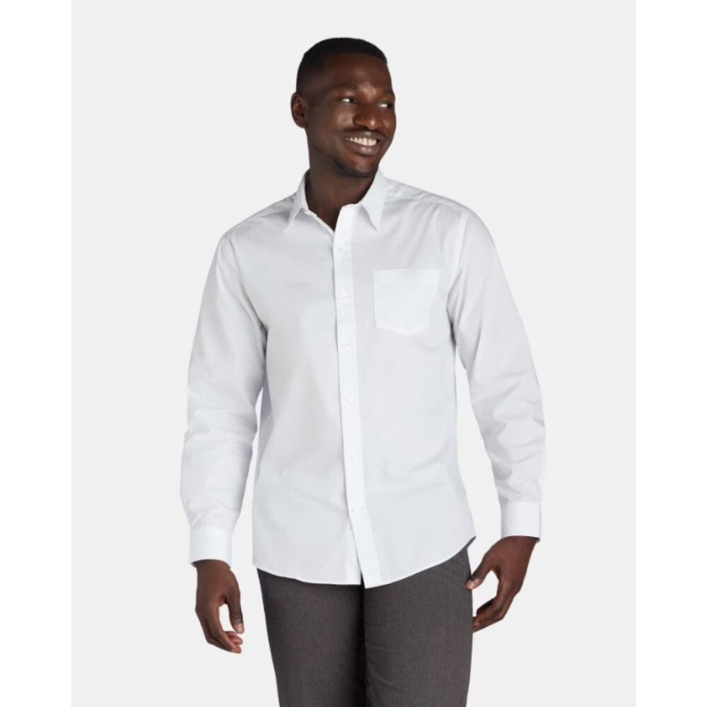NEW Mens Sz 3XL (54-56) White Classic Fit Long Sleeve Button Up Shirt GEORGE